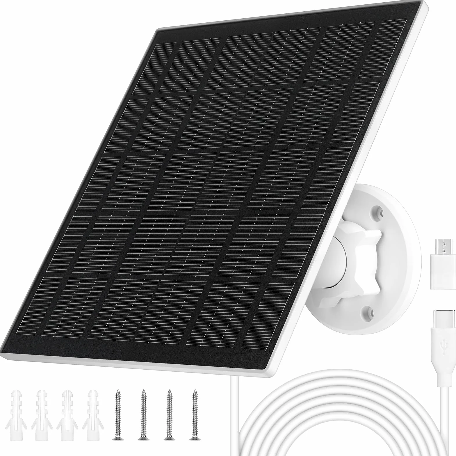URAQT Kompatybilny panel słoneczny USB, 5V5W z portem USB i USB-C, regulowany wspornik Łatwa instalacja