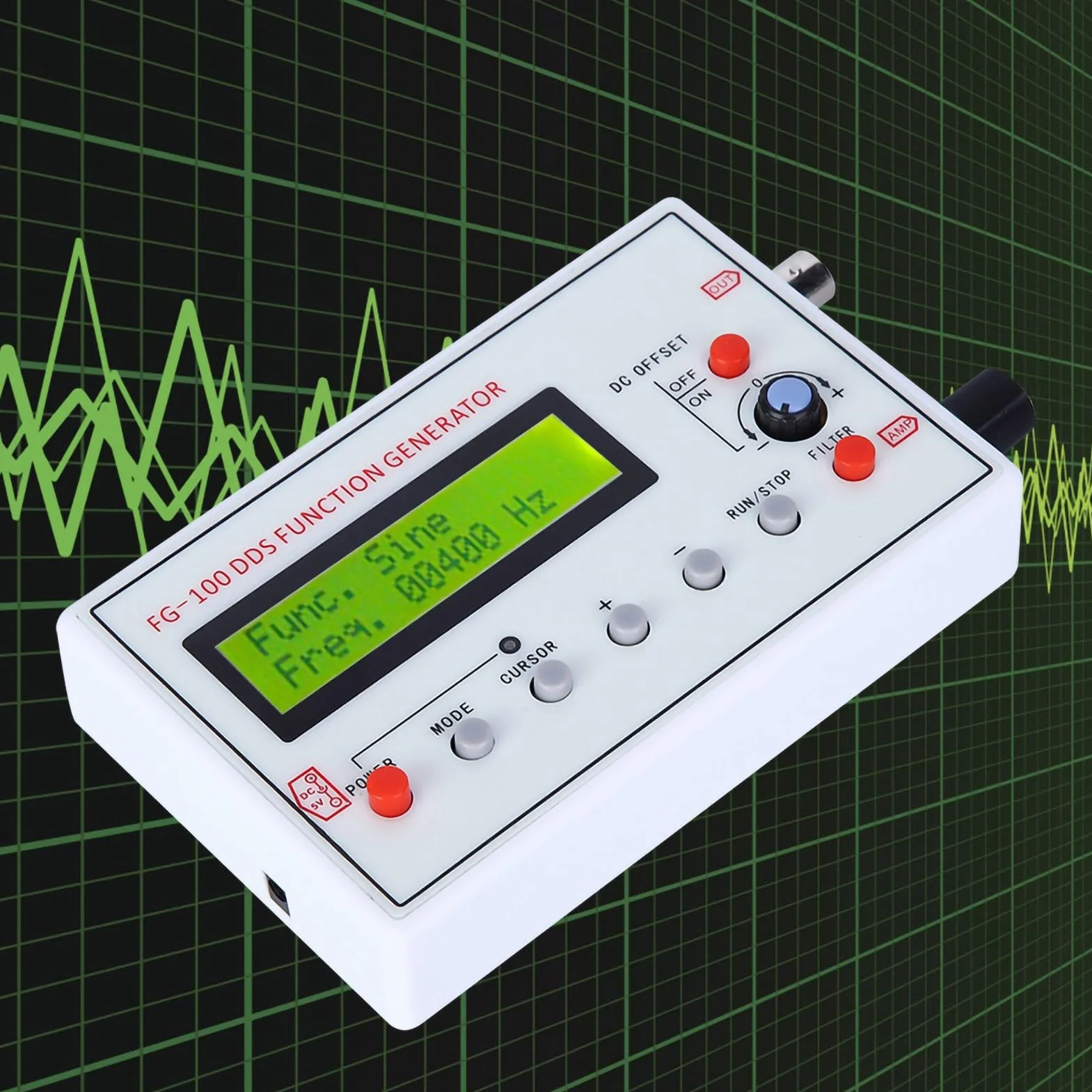 FG-100 Generator Funkcyjny DDS 1HZ-500KHz Generator Sygnału Funkcjonalnego Licznik Stabilna częstotliwość Sinusoidalny Trójkąt Kwadratowy Przebieg Piłokształtny