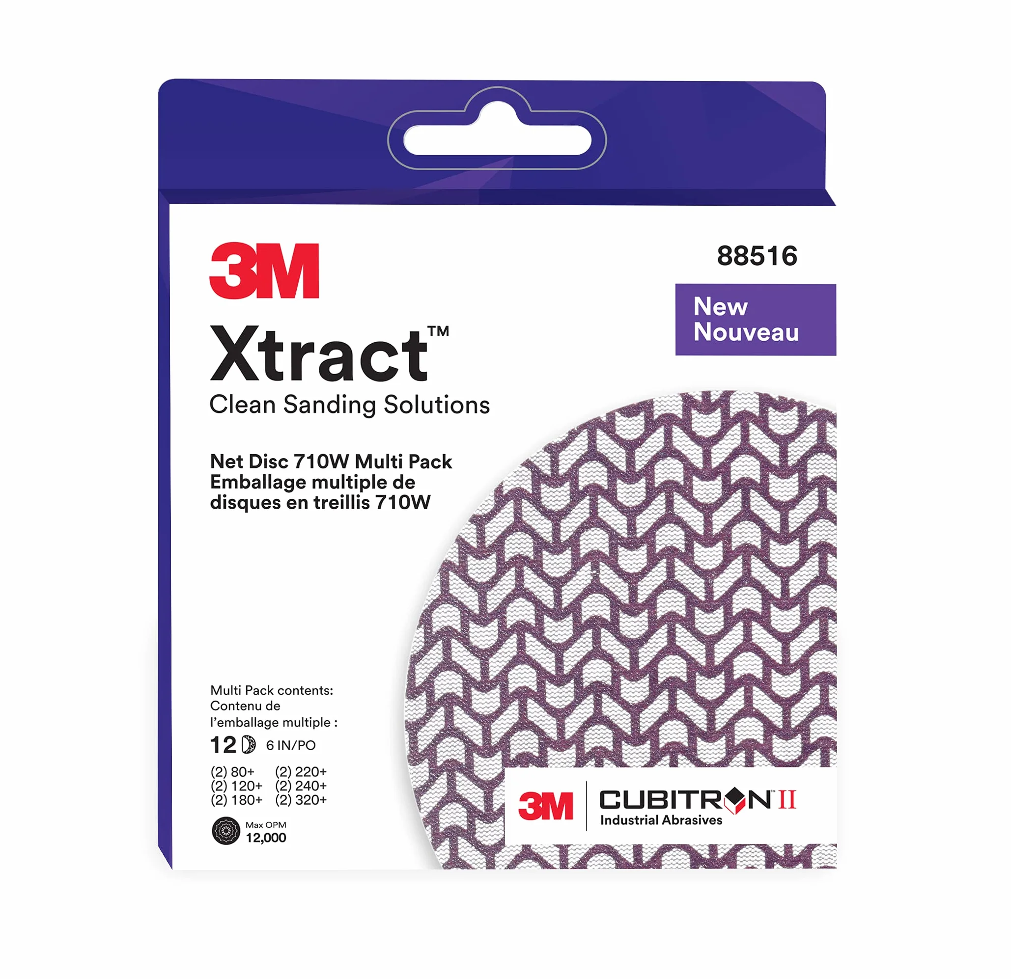 3M Xtract Cubitron II tarcza siatkowa 710 W, 15,24 cm, 12 sztuk wielopak tarcz szlifierskich z haczykami i pętelkami, 80+, 120+, 180+, 220+, 240+, 320+, praktycznie bezpyłowa, różne gatunki, 88516