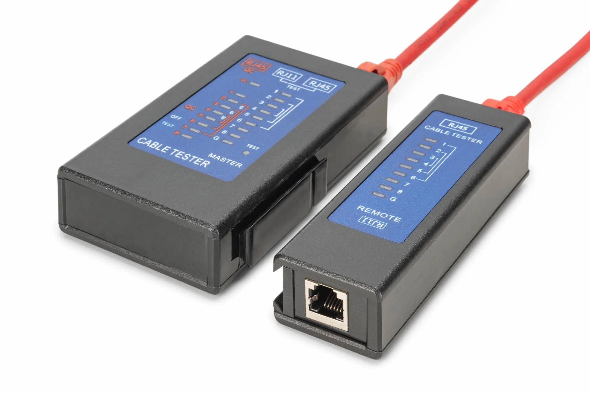 DIGITUS tester kabli sieciowych RJ45 RJ11 PoE CAT 5 CAT 5e CAT 6 CAT 6A czarny
