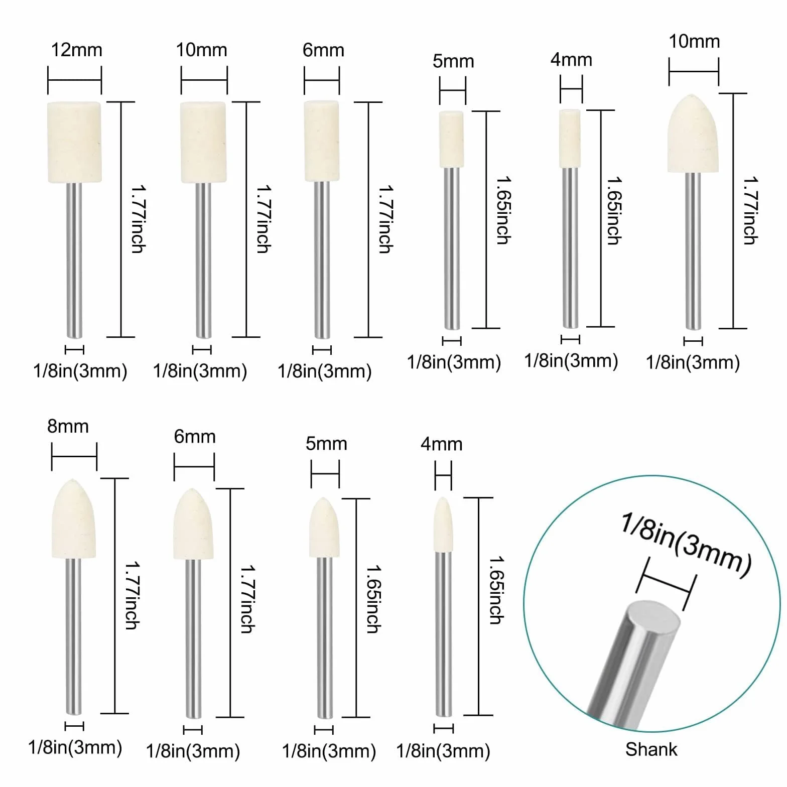 EEEKit ścierne koło polerskie 58 sztuk zestaw do polerowania Dremel wiertarka 3 mm 1/8 cala