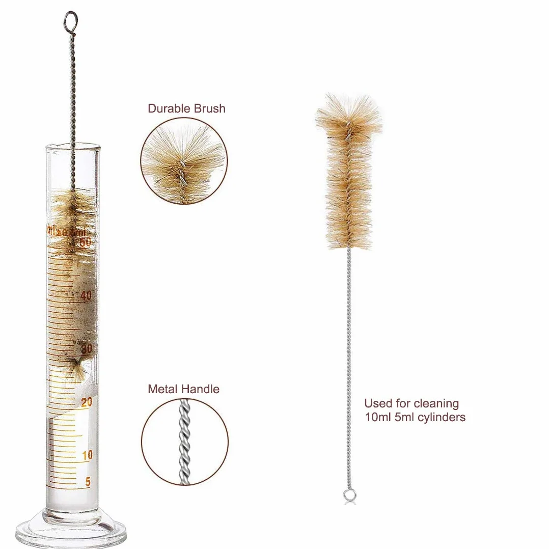 Szklane fiolki Erlenmeyer, JESSTOLO 50 ml, szklana butelka stożkowa, 50 ml szklana zlewka, 10 ml/5 ml cylinder z podziałką, 2 szczotki do czyszczenia, 3 szklane probówki i 2 szklane mieszadła