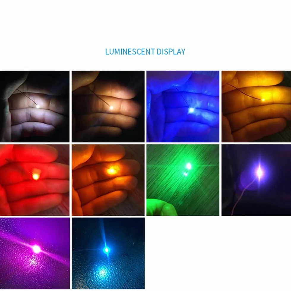 45 szt. 0805 9 kolorów niebieski żółty czerwony biały ciepły biały zielony pomarańczowy uv różowy SMD mikro 20 mA diody LED lutowana mini dioda LED z przewodami mikro-żyłowymi o długości 30