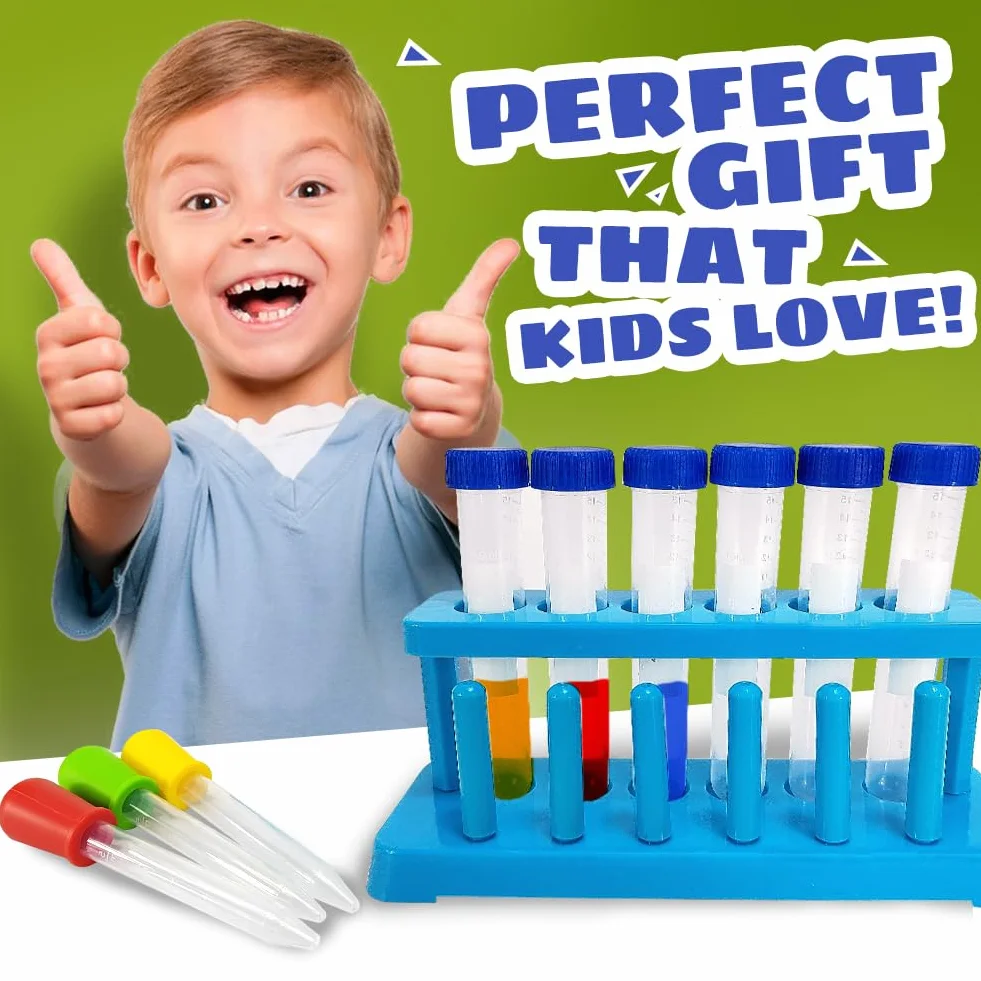 Zestaw probówek dla dzieci 11 sztuk ze stojakiem i pipetą plastikowy