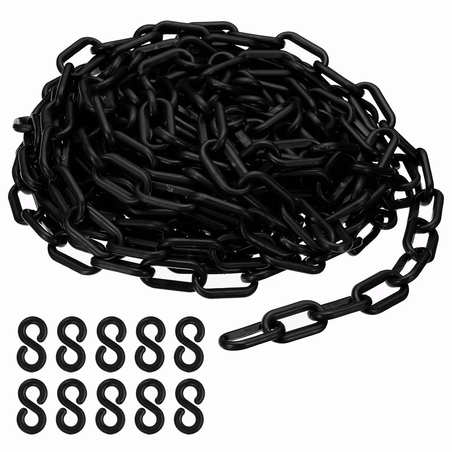 Plastikowy łańcuch bezpieczeństwa 32 stopy 1/4" (6 mm) czarny do ogrodzeń, bram, parkingu