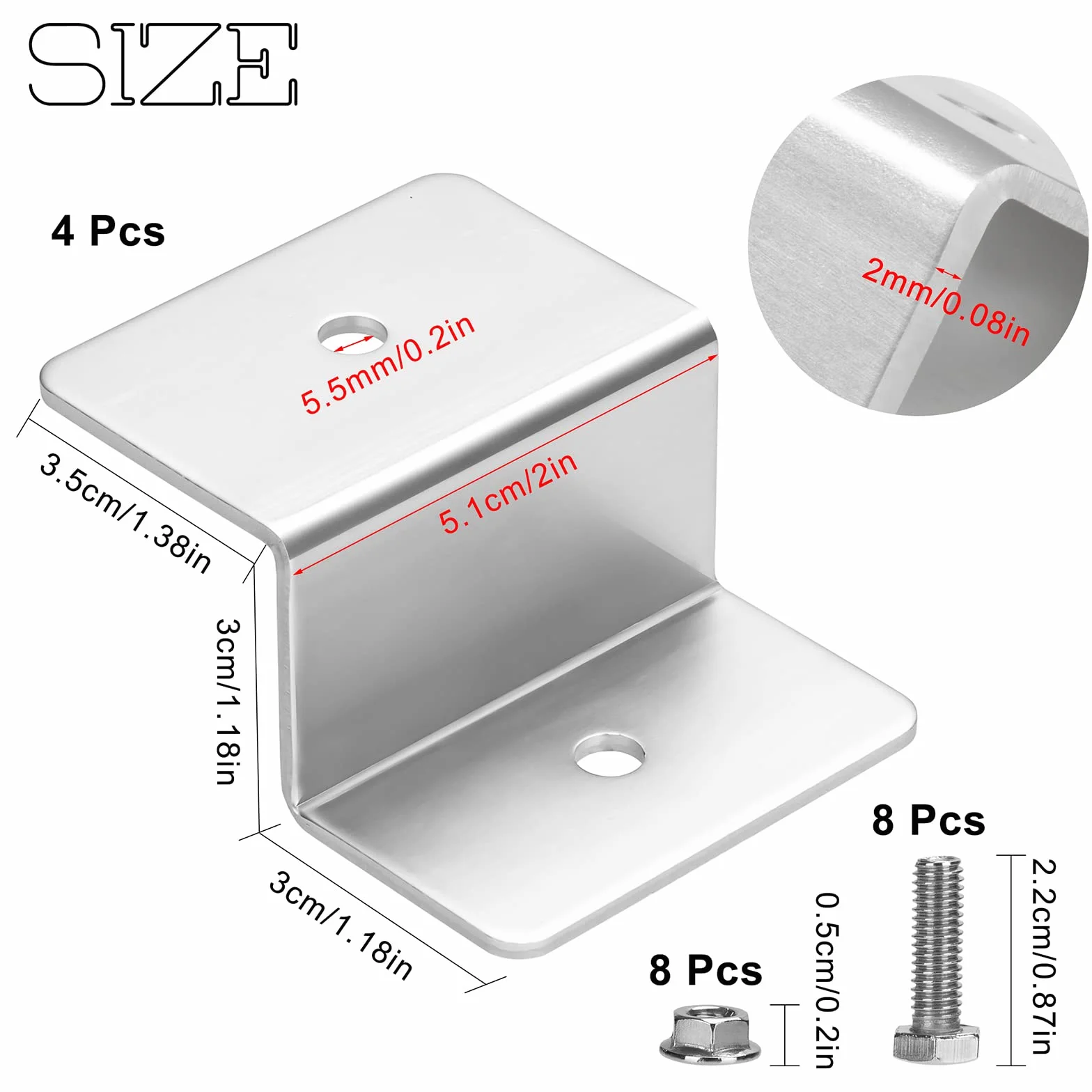Moduł solarny, uchwyt, panel słoneczny, mocowanie do modułów solarnych, zestaw montażowy ze stopu aluminium, na balkon, do przyczepy kempingowej, łodzi, dachów, 4 sztuki